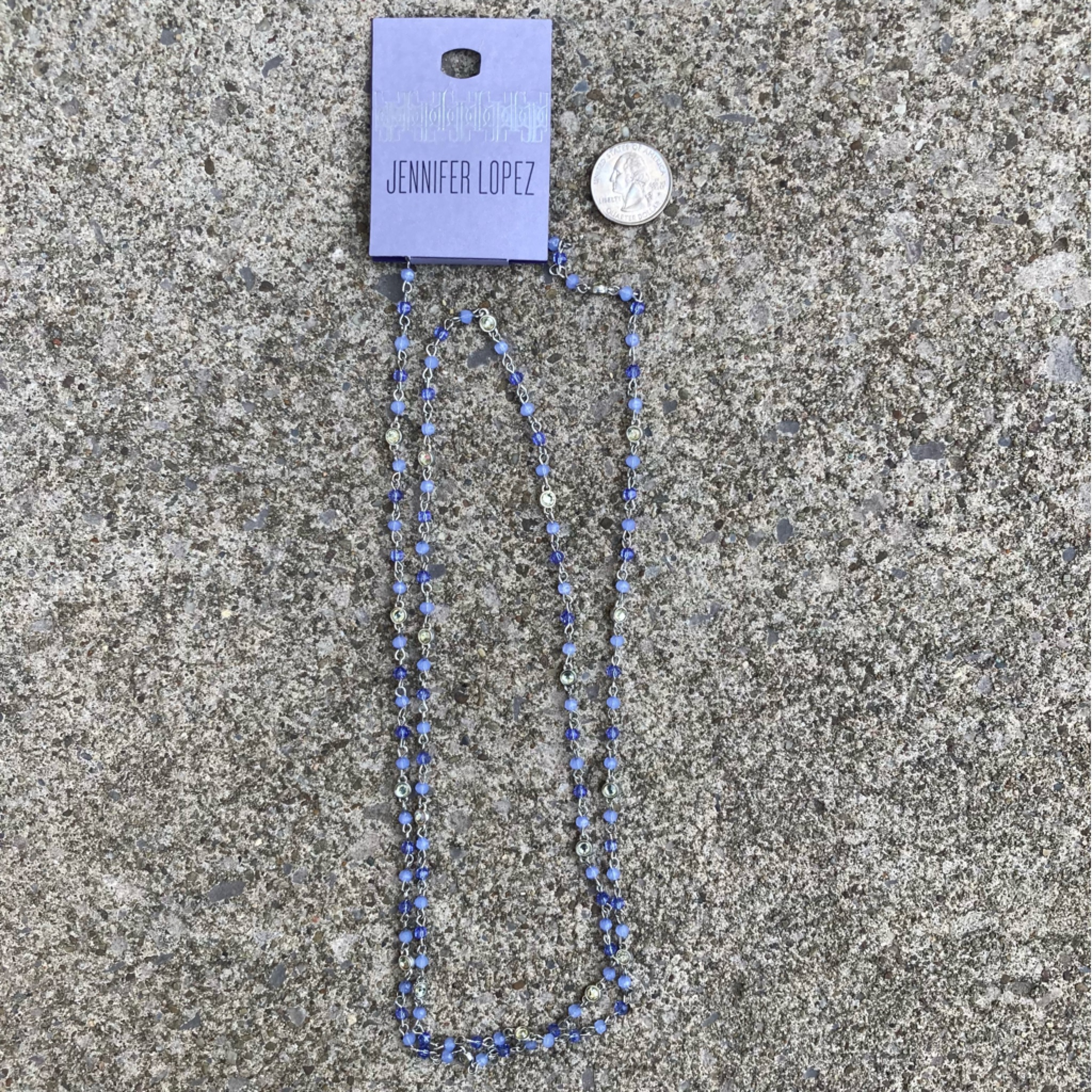 Jennifer Lopez Necklace In Silver Blue 19$